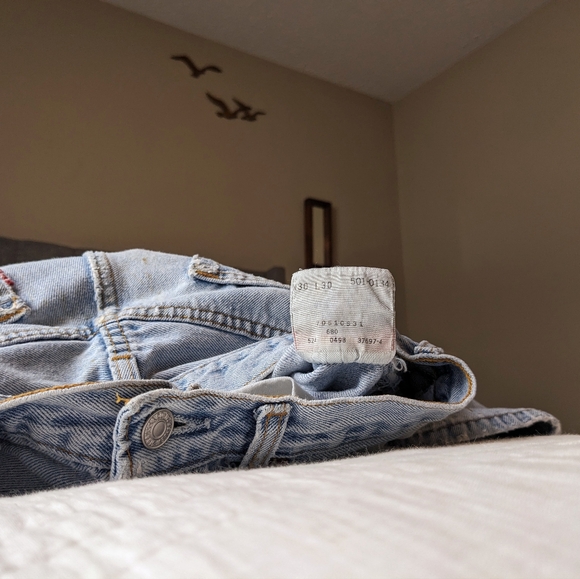 Levi's 501 Vintage Straight Leg Jeans 90s Light Wash COPY - Picture 12 of 16